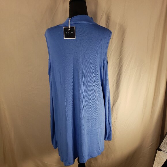 NWT Kaari Blue Cold Shoulder Long Sleeve Mock Neck Tunic Top - 2X - Picture 3 of 6